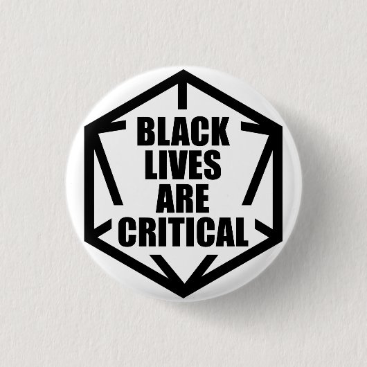 BLM Black Lives are Critical [B&W] 缶バッジ (正面)