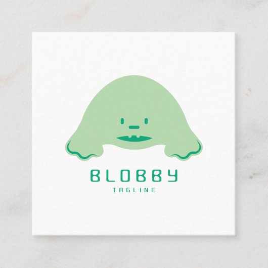 Blobby Character Logo | Fun Mascot with QR code スクエア名刺 (正面)