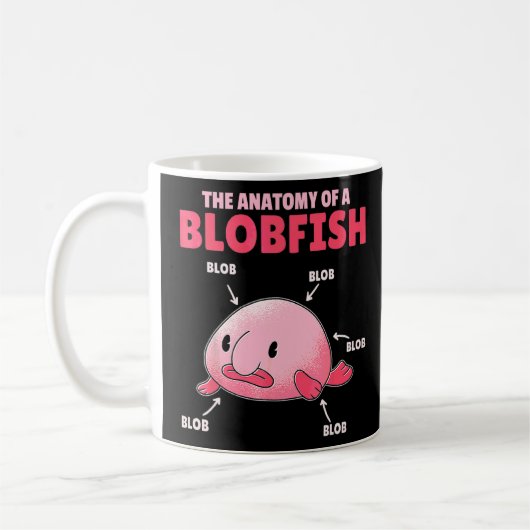 Blobfishの説明文の解剖学 コーヒーマグカップ (左)