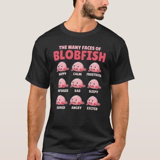 Blobfish説明Blobfishの多くの顔 Tシャツ (正面)
