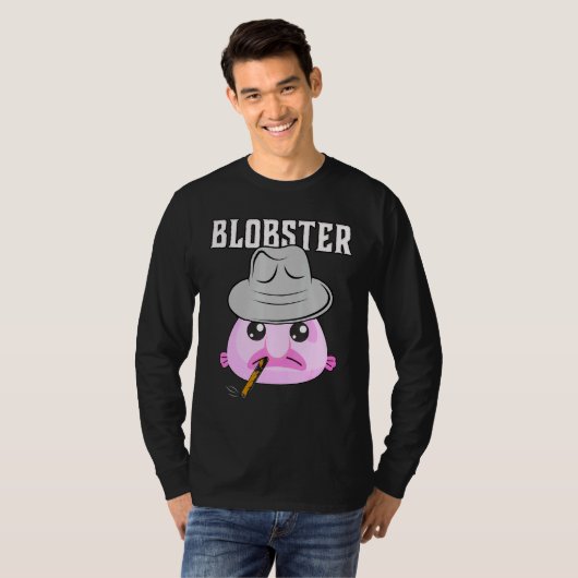 Blobfish Mobster Blobster Fish Fedora HatとCiga Tシャツ (正面フル)