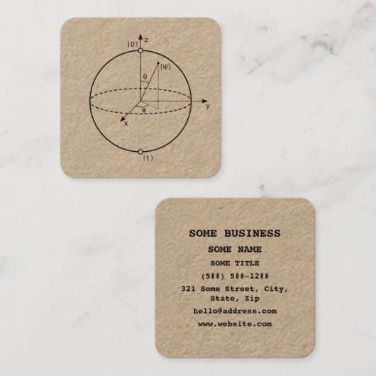 Bloch Sphere | Quantum Bit (Qubit) Physics / Math スクエア名刺 (正面/裏面)