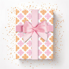 Block Diamond Clover in Pink and Orange ラッピングペーパー