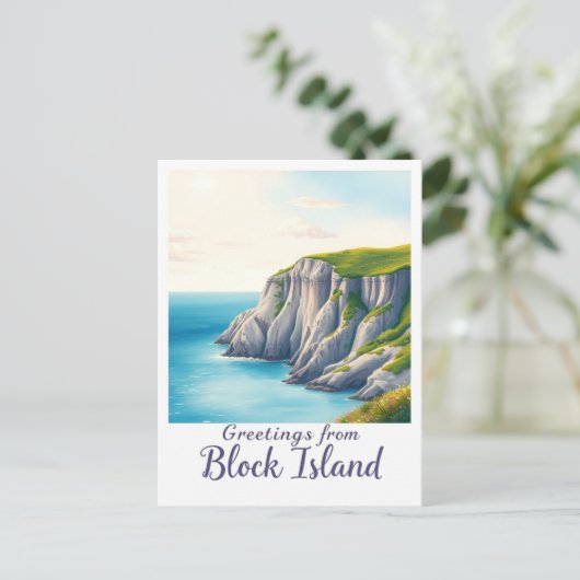 Block Island, Rhode Island – Island Cliffs ポストカード (スタンド正面)