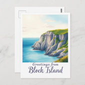 Block Island, Rhode Island – Island Cliffs ポストカード (正面/裏面)