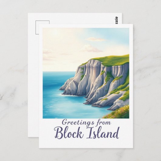 Block Island, Rhode Island – Island Cliffs ポストカード (正面/裏面)