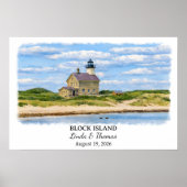 Block Island Rhode Island Poster, Watercolor ポスター (正面)