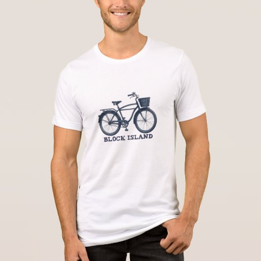 Block Island Vintage Bicycle Graphic Rhode Beach  トライブレンドＴシャツ (正面)