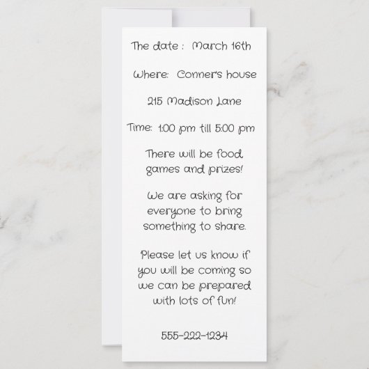 BLOCK PARTY INVITATION 招待状 (裏面)