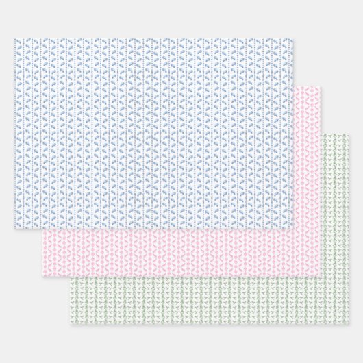 Block Print Animal Wrapping Paper (3) ラッピングペーパーシート (セット)