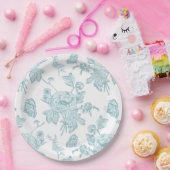 Block Print Aqua Paper Plates ペーパープレート (パーティー)