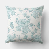 Block Print AquaThrow Pillow クッション (正面)