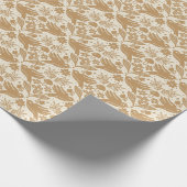 Block Print Birds with Florals | Beige & Gold Seam ラッピングペーパー (角)