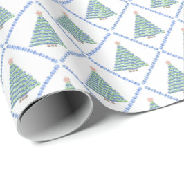 Block Print Flower Christmas Wrapping Paper ラッピングペーパー