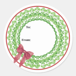 Block Print Flower Wreath Sticker ラウンドシール