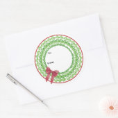 Block Print Flower Wreath Sticker ラウンドシール (封筒)