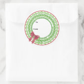 Block Print Flower Wreath Sticker ラウンドシール (バッグ)