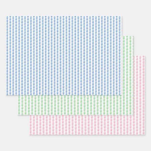 Block Print Flowers Wrapping Paper ラッピングペーパーシート (セット)