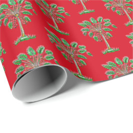 Block Print Palmetto Christmas Wrapping Paper ラッピングペーパー