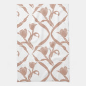 Block print tulips beige, wheat golden キッチンタオル (縦)