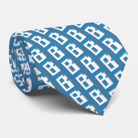 Block retro graphic letter B monogram pattern tie ネクタイ (ロール)