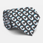 Block retro graphic letter C monogram pattern tie ネクタイ (ロール)