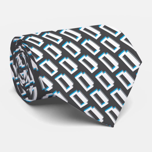 Block retro graphic letter D monogram pattern tie ネクタイ (ロール)