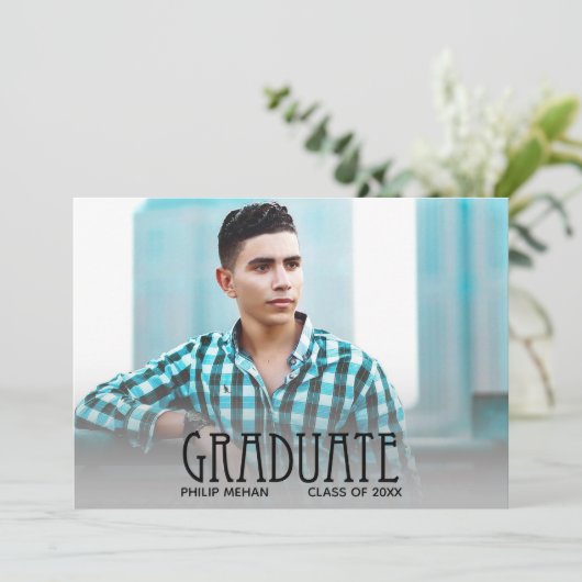 Block Script Photo Graduation Party招待状 招待状 (スタンド正面)