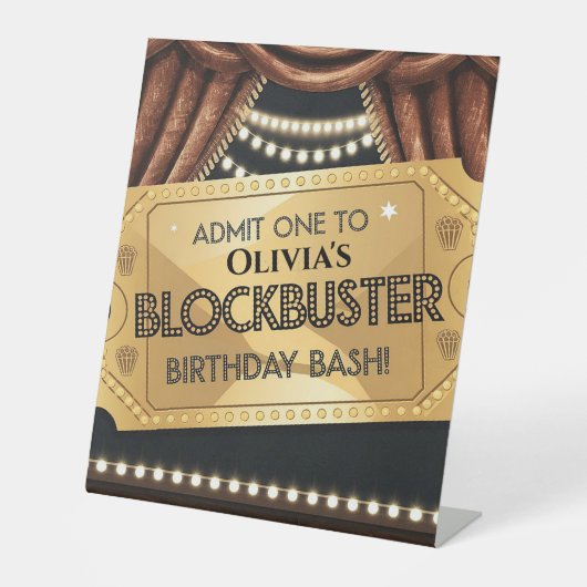 Blockbuster映画をテーマにした誕生日デザイン 台座サイン (正面)