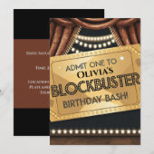 Blockbuster映画をテーマにした誕生日デザイン 招待状 (正面/裏面)