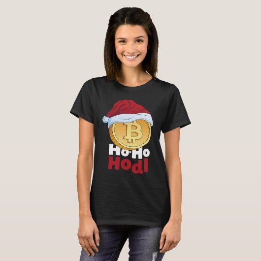 Blockchain Ho HoHodl Xmas Bitcoin Cryptocurrency B Tシャツ (正面フル)