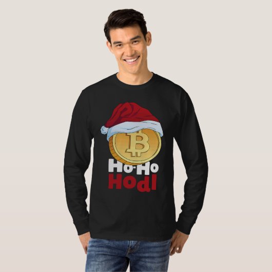 Blockchain Ho HoHodl Xmas Bitcoin Cryptocurrency B Tシャツ (正面フル)
