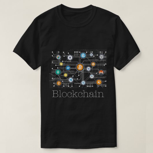 Blockchain Network Crypto Design Tシャツ (デザイン正面)