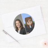 BlockPix Minecraft Character Sticker ラウンドシール (封筒)