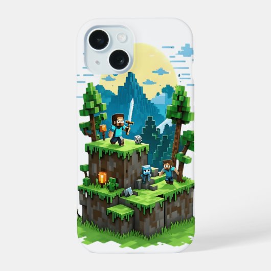 BlockQuest Adventures – ピクセルアートiPhone 15ケース iPhone 15ケース (裏面)