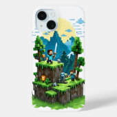 BlockQuest Adventures - Pixel Art iPhone 15ケース Case-Mate iPhoneケース (裏面)