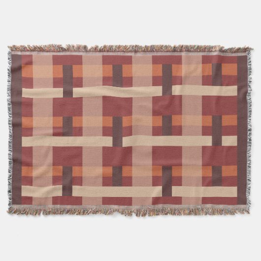 Blocks orange, Brown スローブランケット (正面)