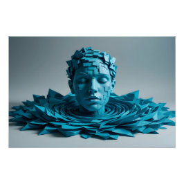 Blockscape Water Portrait ポスター