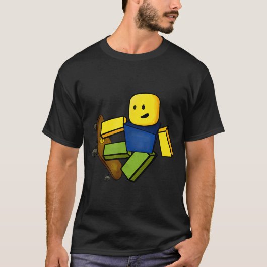 Blocky Skater Meme Noob Gaming Art Tシャツ (正面)