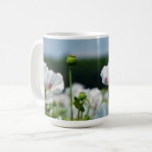 Bloemen veld, Papaver somneferum maanzaad bloem. コーヒーマグカップ (正面左)