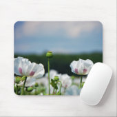 Bloemen veld, Papaver somneferum maanzaad bloem. マウスパッド (マウス)