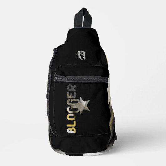 BLOGGERブラックスリングバッグトレンド抽象芸術金ゴールド スリングバッグ (正面)