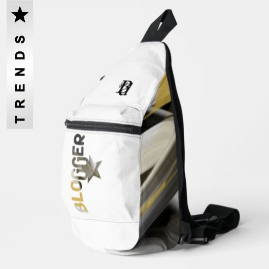 BLOGGERホワイトスリングバッグトレンド抽象芸術ブラック金ゴールド スリングバッグ