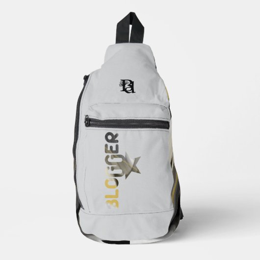 BLOGGERホワイトスリングバッグトレンド抽象芸術ブラック金ゴールド スリングバッグ (正面)