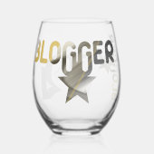BLOGGER Stemless Wine Glass抽象芸術ブラック金ゴールド ステムなしワイングラス (裏面)