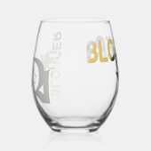 BLOGGER Stemless Wine Glass抽象芸術ブラック金ゴールド ステムなしワイングラス (左)