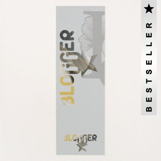 BLOGGER Yoga Mat抽象芸術アート白黒金ゴールド ヨガマット