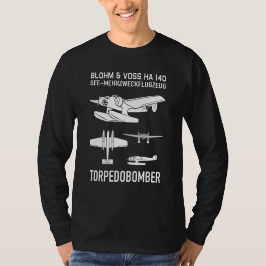 Blohm & Voss Ha 140ドイツ第2次世界大戦水上機魚雷ボー Tシャツ (正面)