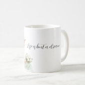 Blond Female Mint Skirt White Roses Life is Dream コーヒーマグカップ (正面右)