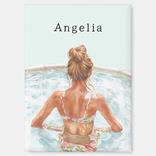 Blond Girl in Pool マグネット (正面)